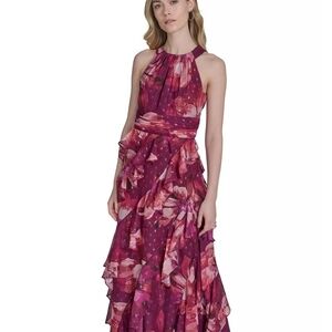 Eliza J Floral Maxi Dress - Purple and Pink